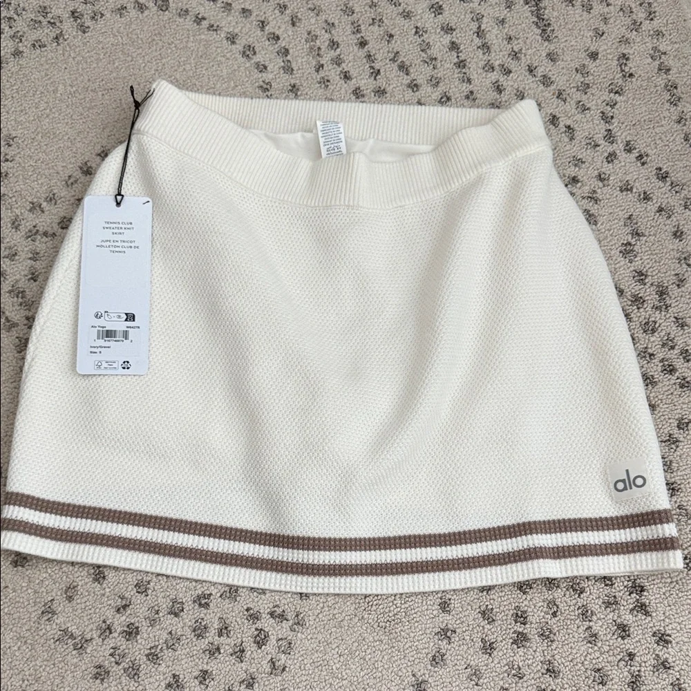 NWT Alo Tennis Club Sweater Knit Skirt- ivory/gravel, size small